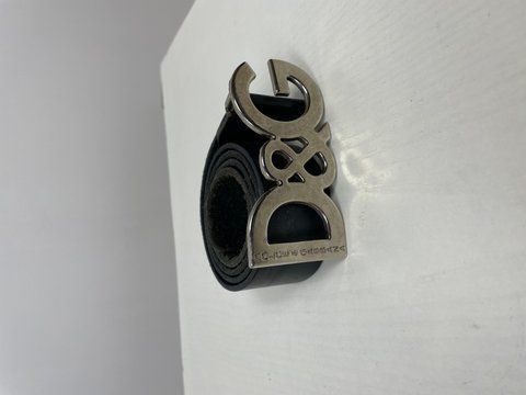 Dolce & Gabbana Vintage Leather Belt Big Logo, Black